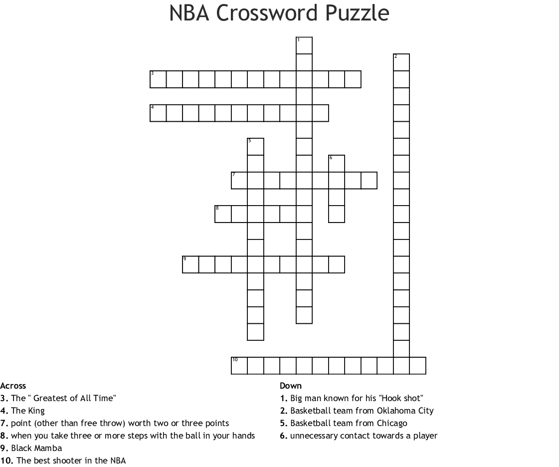 Nba Crossword Puzzle Crossword - Wordmint - Printable Nfl Crossword Puzzles