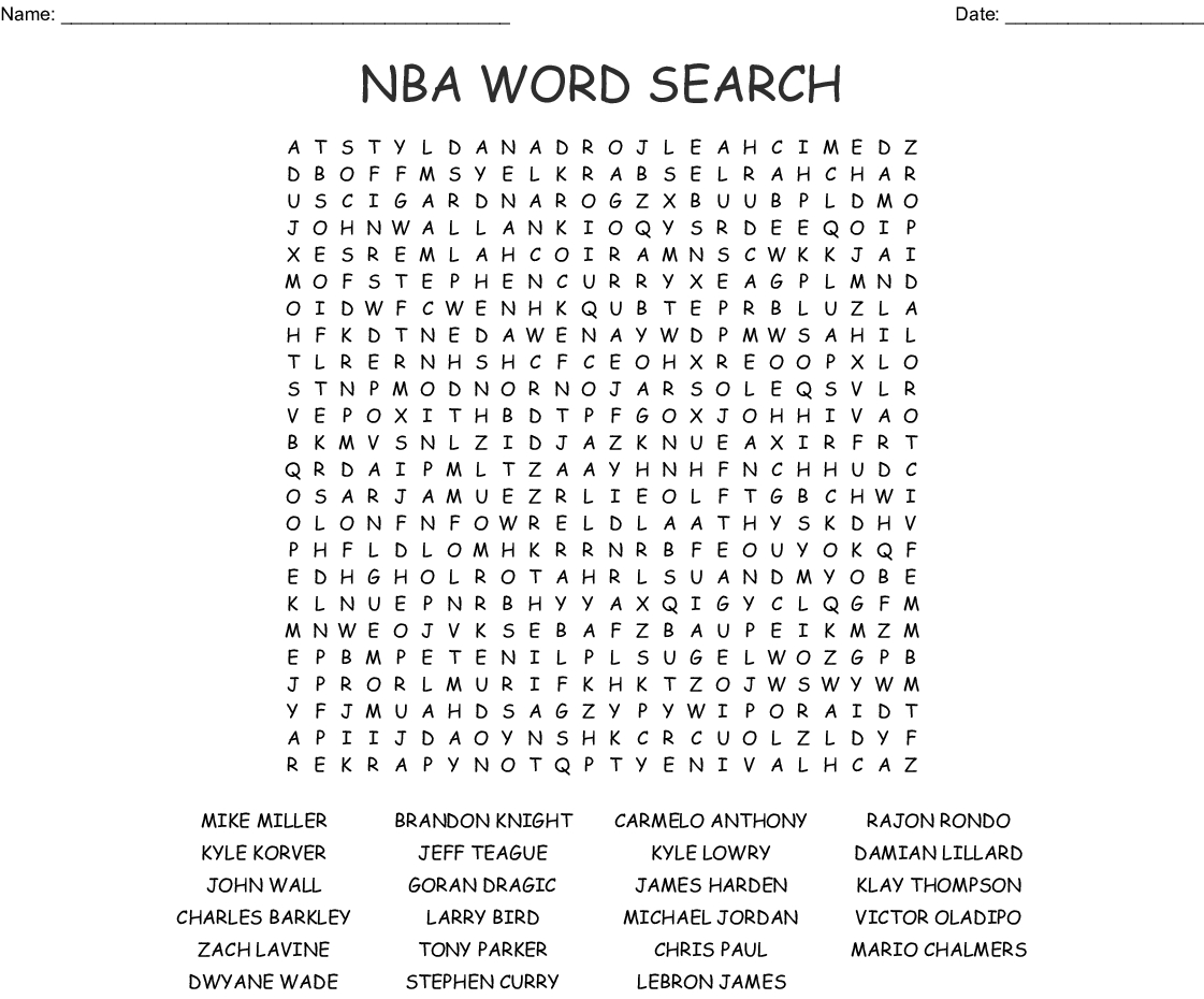 Nba Teams Printable Word Search Puzzle Word Search Puzzle Word Nba 