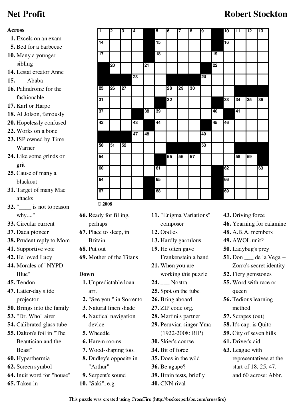 Netprofit Large Crosswords Printable Crossword Puzzle - Printable Picture Puzzles