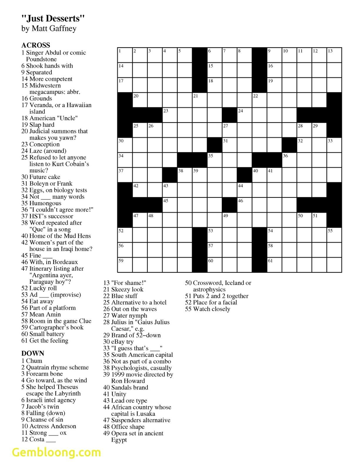 Usa Crossword Puzzle Answers