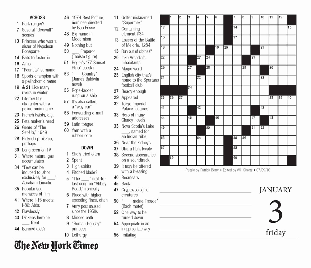 New York Times Sunday Crossword Printable – Rtrs.online - Printable Crossword Puzzles New York Times