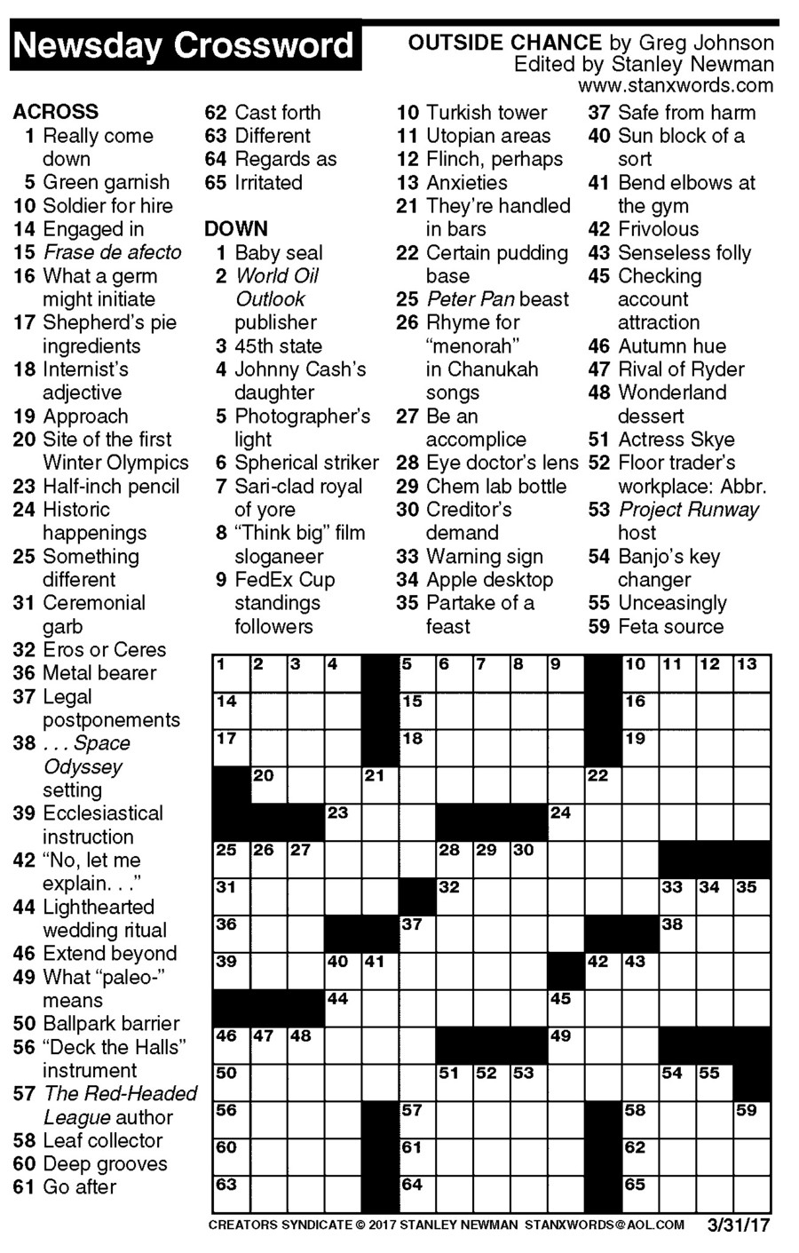 Free Daily Crosswords Printable