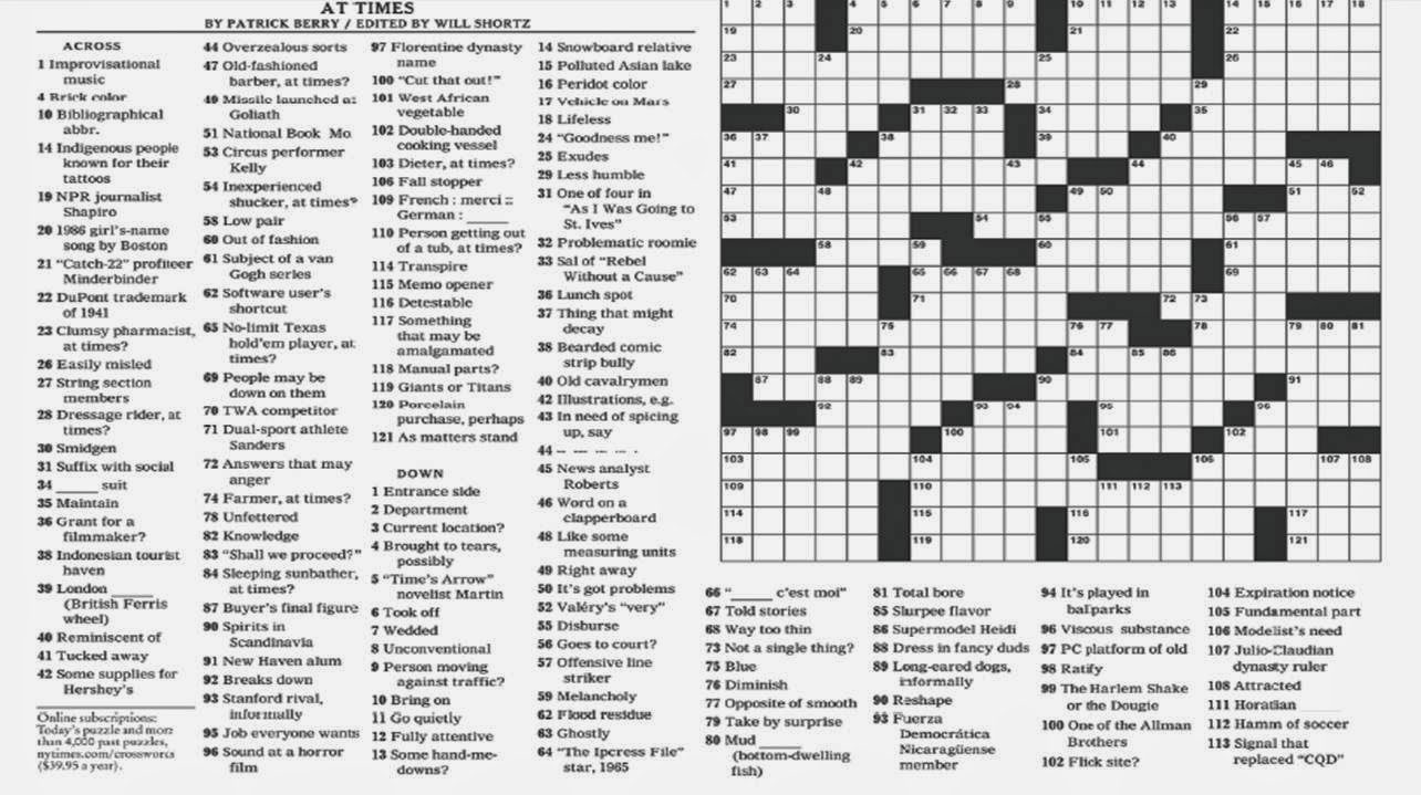 Noli Insipientium Iniurias Pati: New York Times Crossword Clue - New - New York Times Crossword Puzzle Printable
