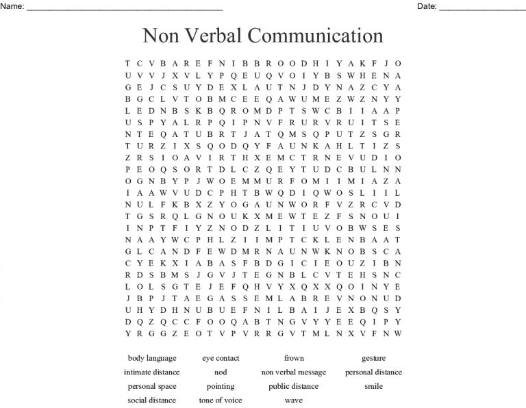 Non Verbal Communication Word Search - Wordmint - Printable ...