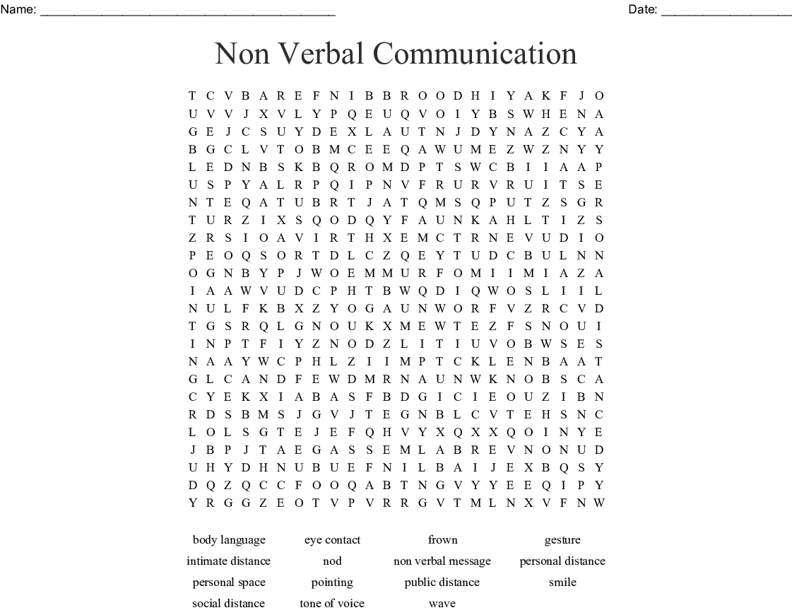Non Verbal Communication Word Search - Wordmint - Printable Communication Crossword Puzzle