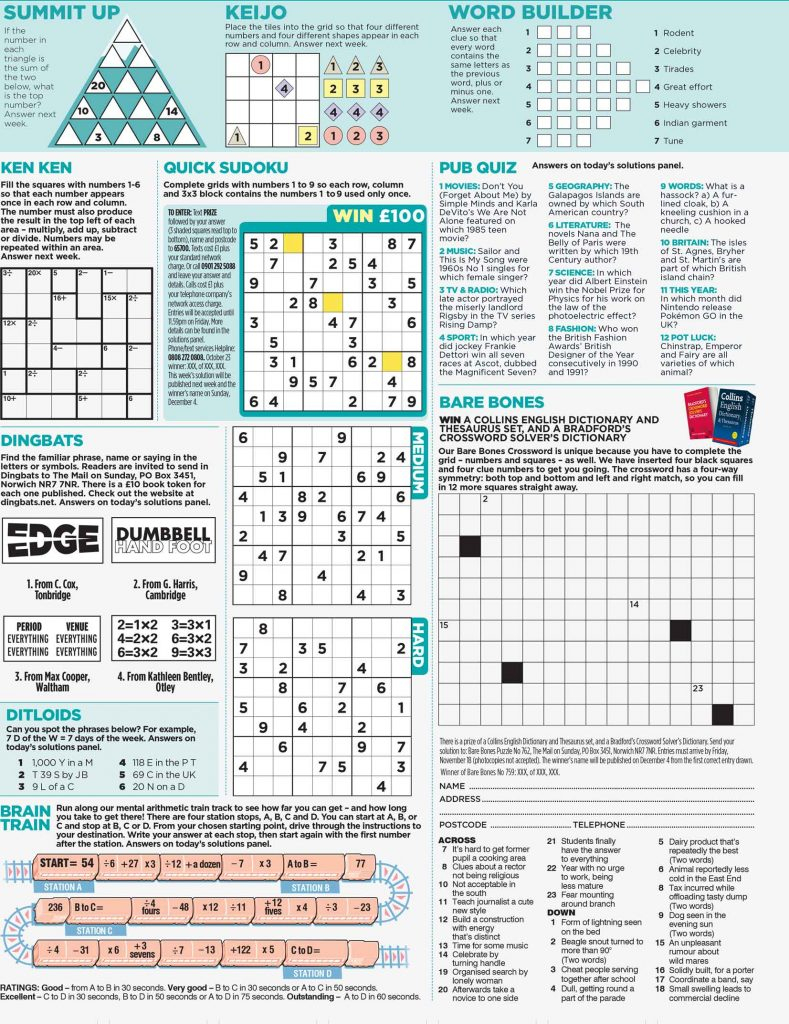 Printable Newspaper Puzzles Printable Crossword Puzzles