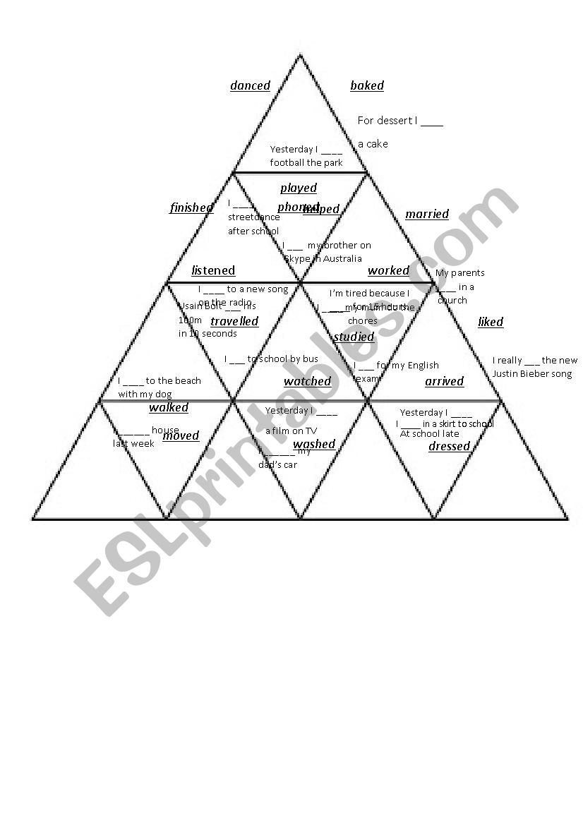 Past Simple Regular Verbs Puzzle Tarsia - Esl Worksheetshivvers - Printable Tarsia Puzzles English