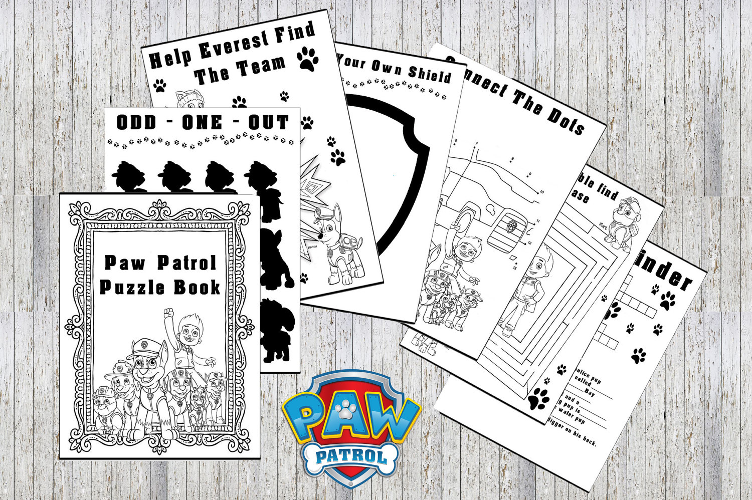 Paw Patrol Printable Puzzle Quiz Colouring Book Ideal | Etsy - Printable Puzzle Quiz