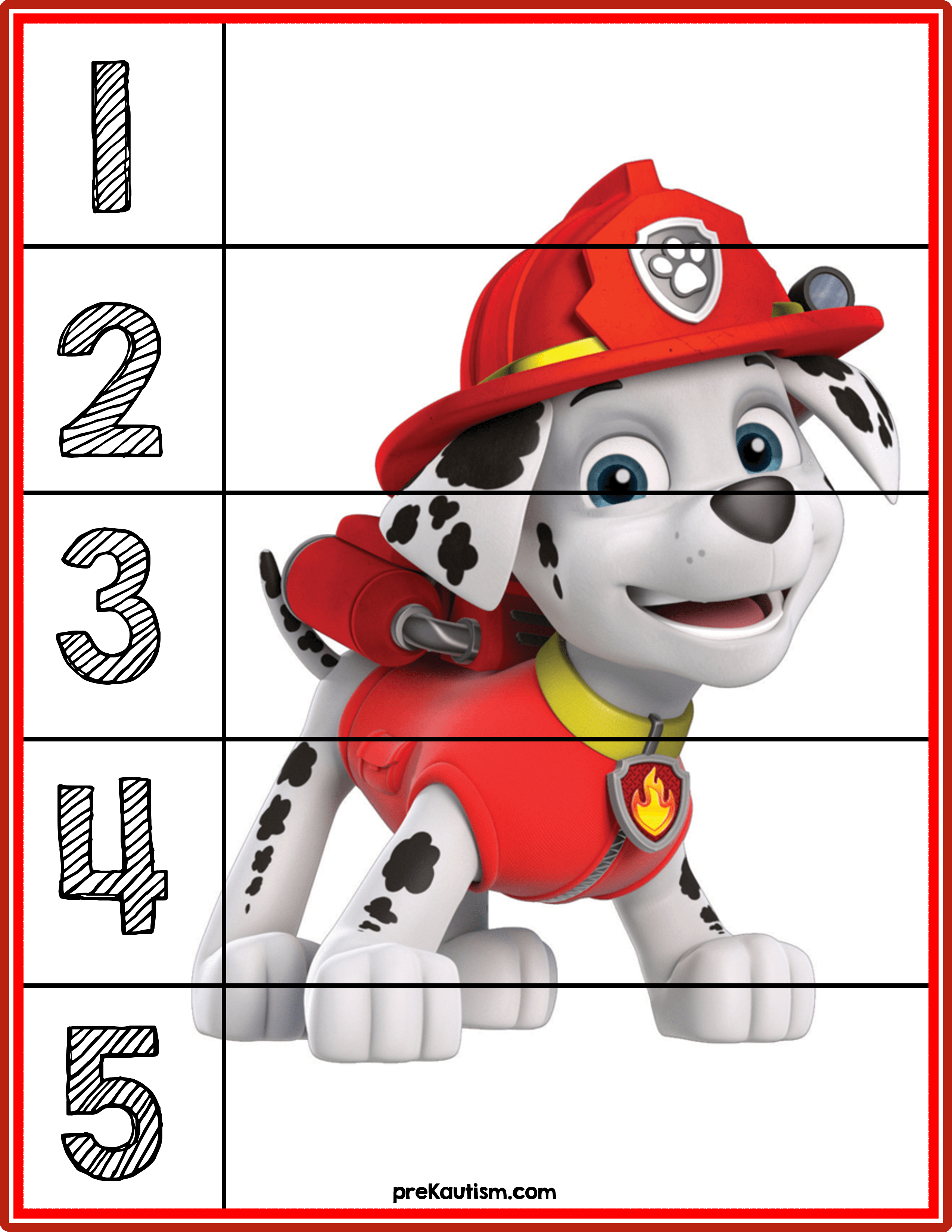 Paw Patrol Puzzles | Prekautism | Counting Puzzles, Toddler - Printable Toddler Puzzles