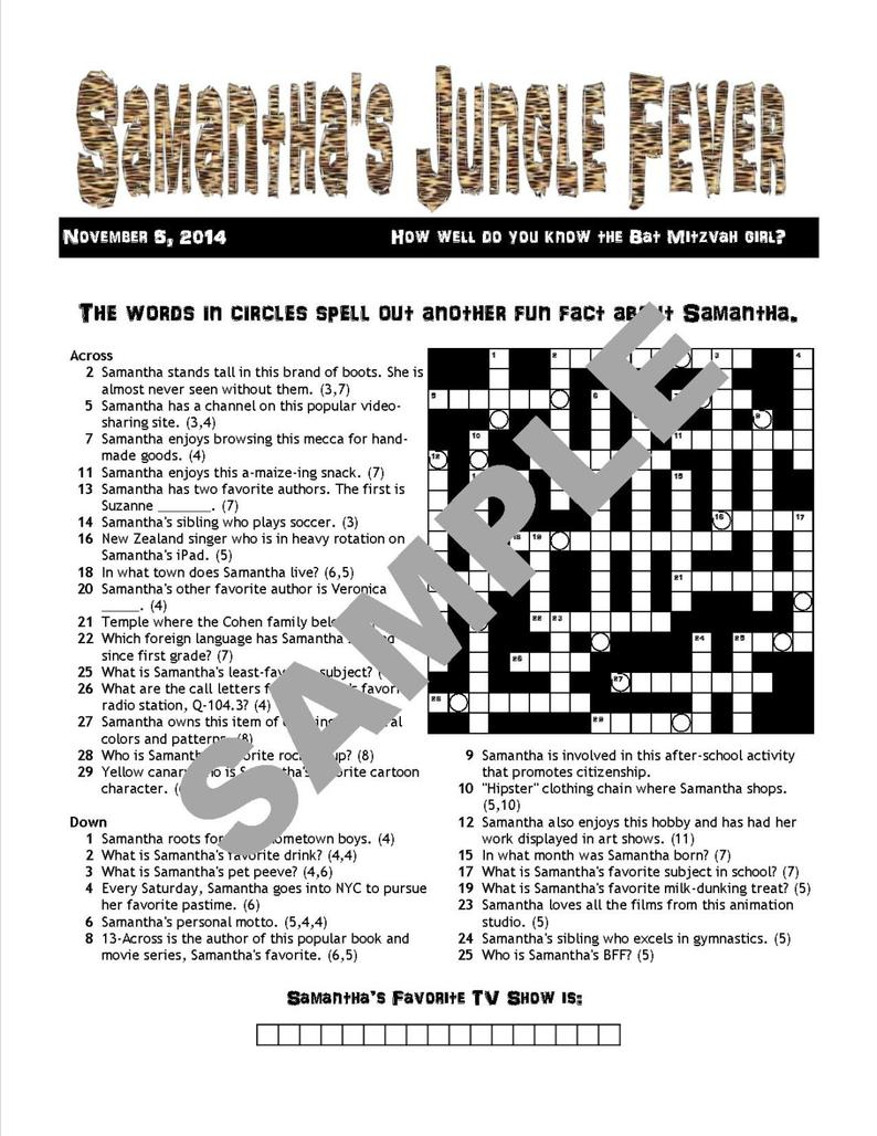 Personalized Printable Custom Crossword Puzzles For Teens. | Etsy - Printable Crossword #4