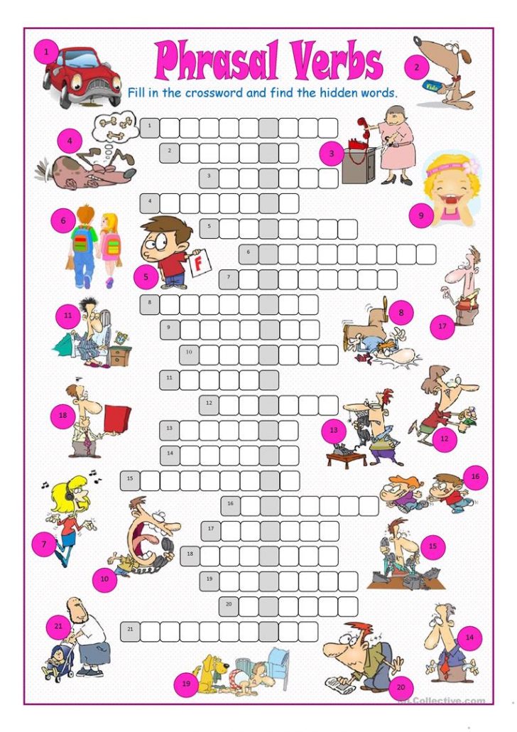 Phrasal Verbs Crossword Puzzle Worksheet - Free Esl Printable ...