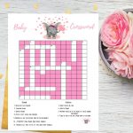 Pink Elephant Baby Shower Crossword Puzzle Printable Game | Etsy   Printable Baby Shower Crossword Puzzle Game