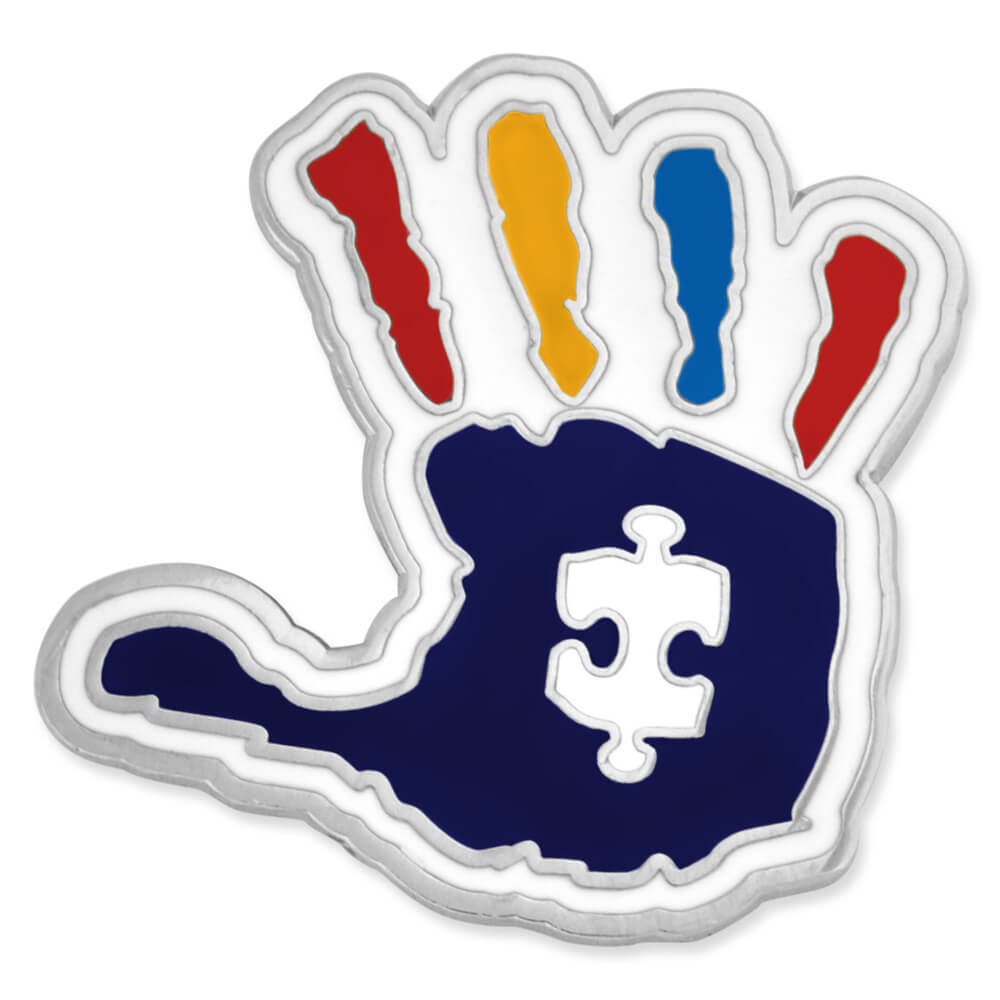 Pinmart&amp;#039;s Autism Awareness Puzzle Piece And Hand Print Enamel Lapel - Printable Puzzle Piece Autism