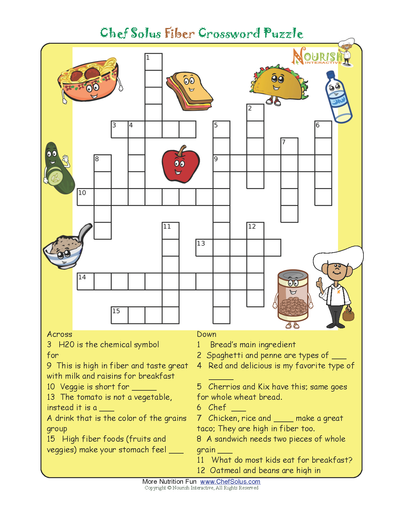 Printable Nutrition Crossword Puzzle Printable Crossword Puzzles