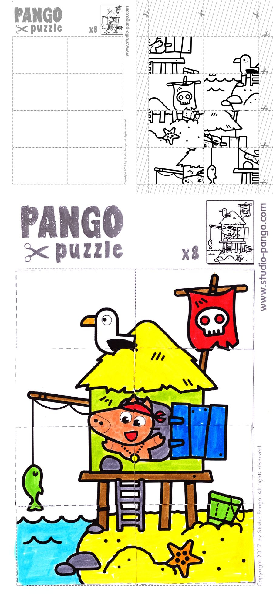 Pirate Island Jigsaw Puzzle #8 #pieces #jigsaw | Pango Printable - 8 Piece Puzzle Printable