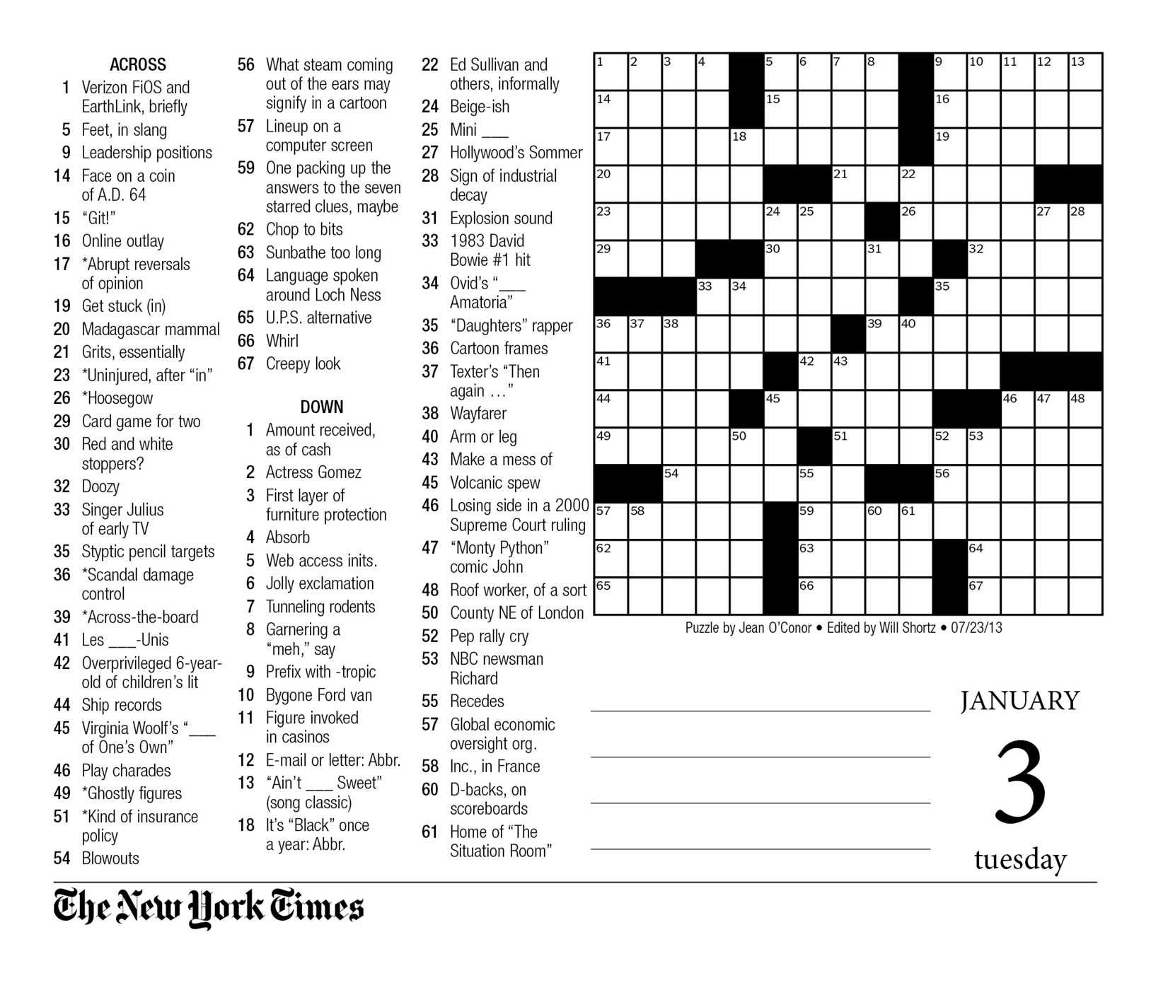 Evan Birnholz s May 12 Post Magazine Crossword In The Name Of The 