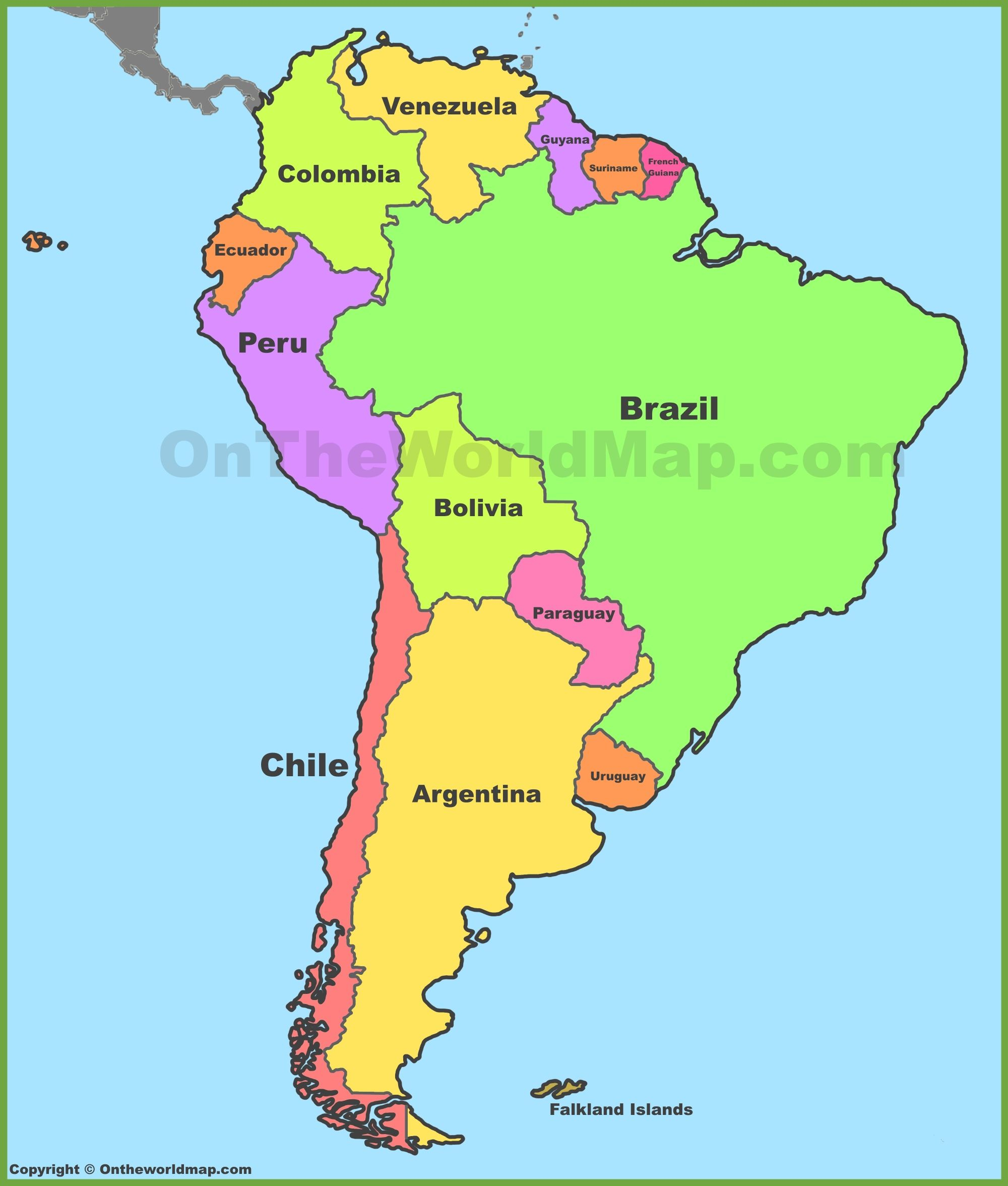 Political Map Of South America | Cool Map | South America Map, Latin - Printable Puzzle South America