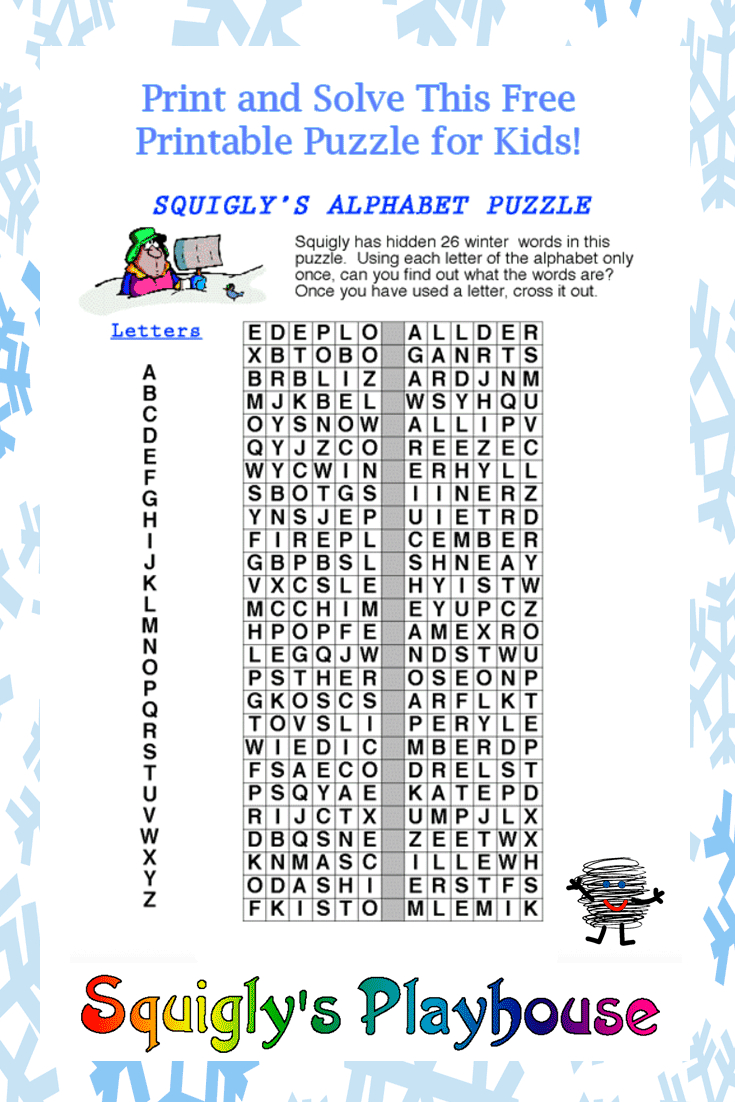 Print And Solve This Fun Winter Alphabet Puzzle. Use Each Letter - Printable Puzzle Alphabet