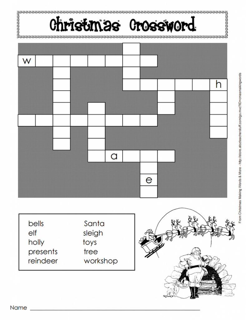 Printable Christmas Crossword Puzzle | A To Z Teacher Stuff - Printable Crossword Christmas