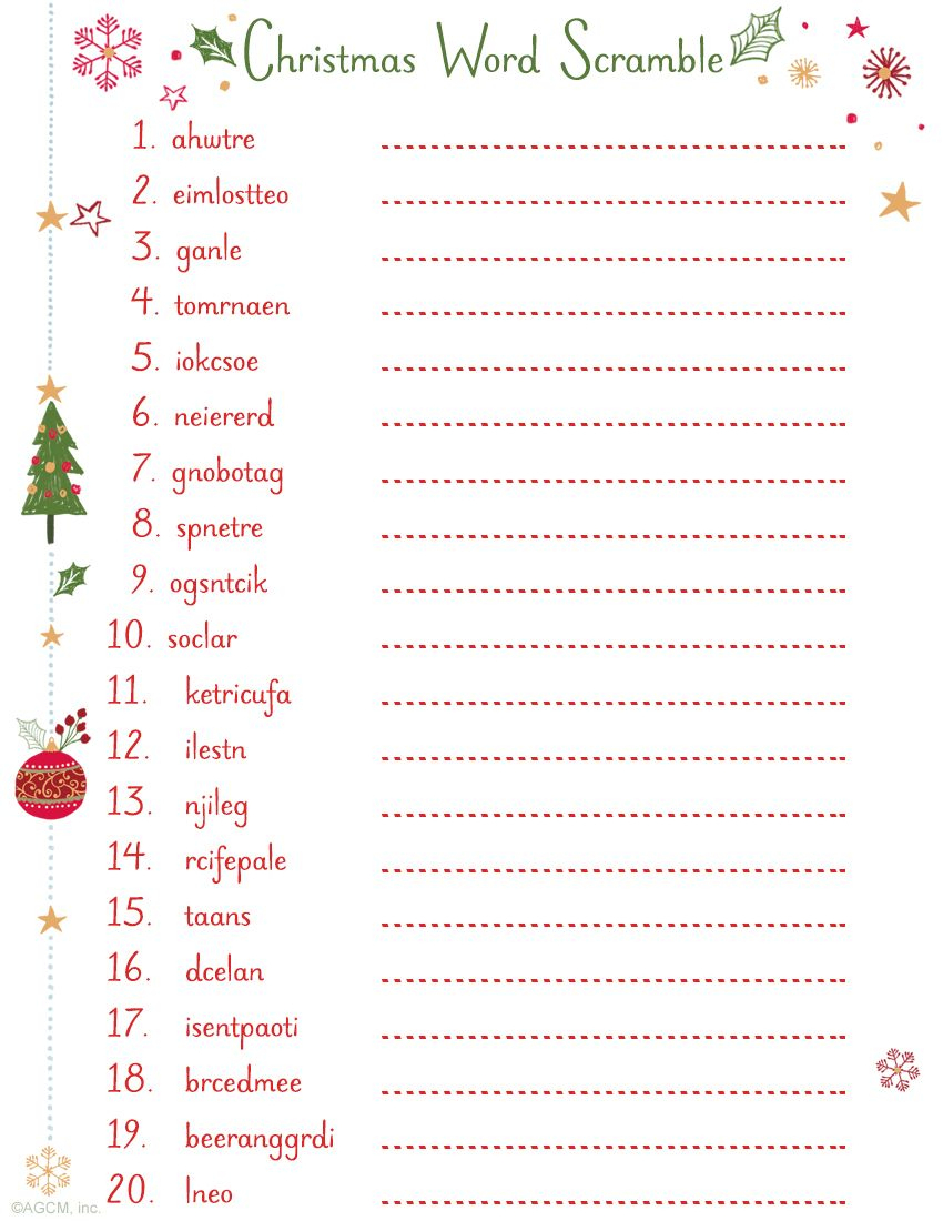 Printable Christmas Word Scramble | Christmas Ideas | Printable - Printable Christmas Word Puzzle