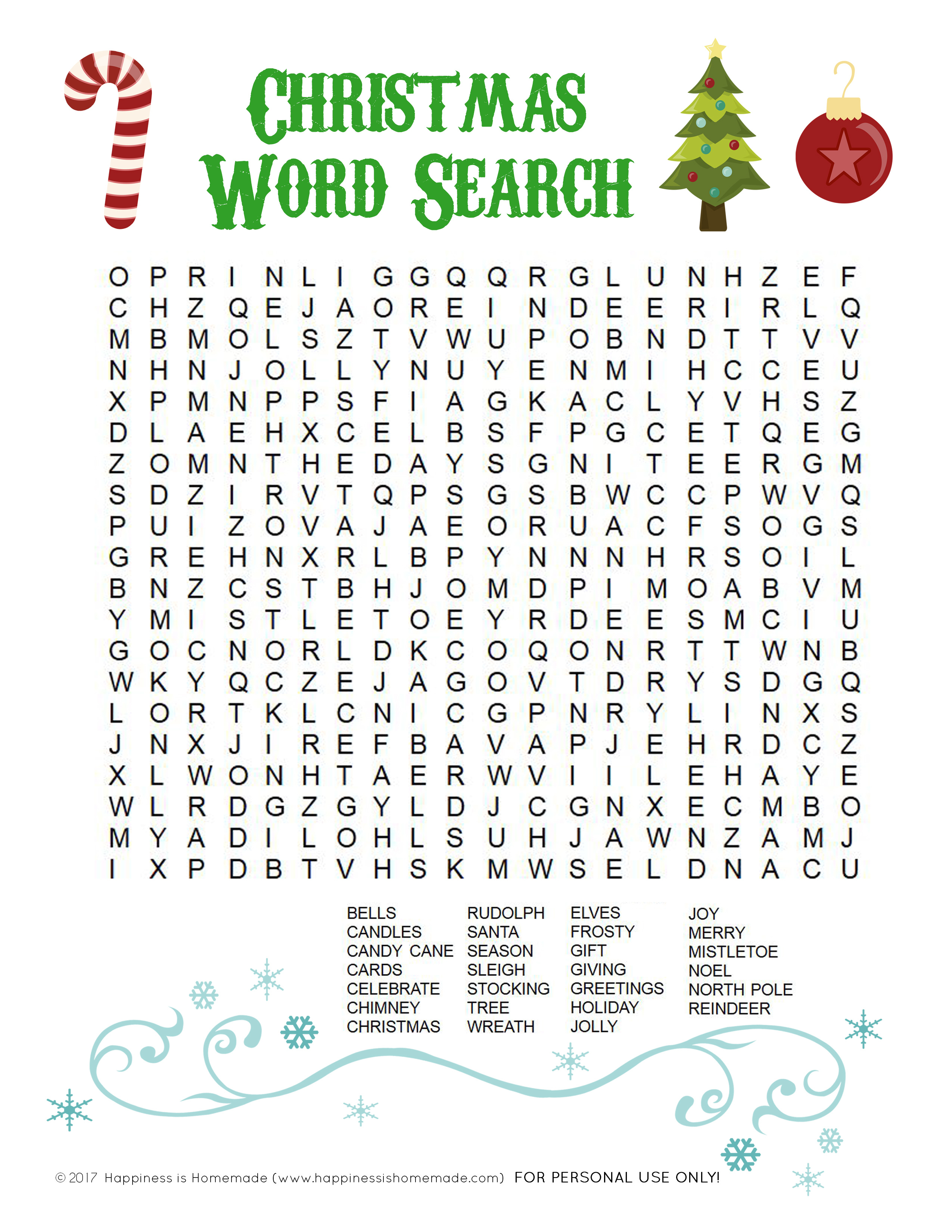 Printable Christmas Word Search For Kids &amp;amp; Adults - Happiness Is - Printable Christmas Puzzles For Adults