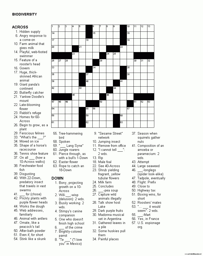 Printable Crossword Puzzles For Adults | English Vocabulary | Free - Printable Crossword Puzzles For High School English