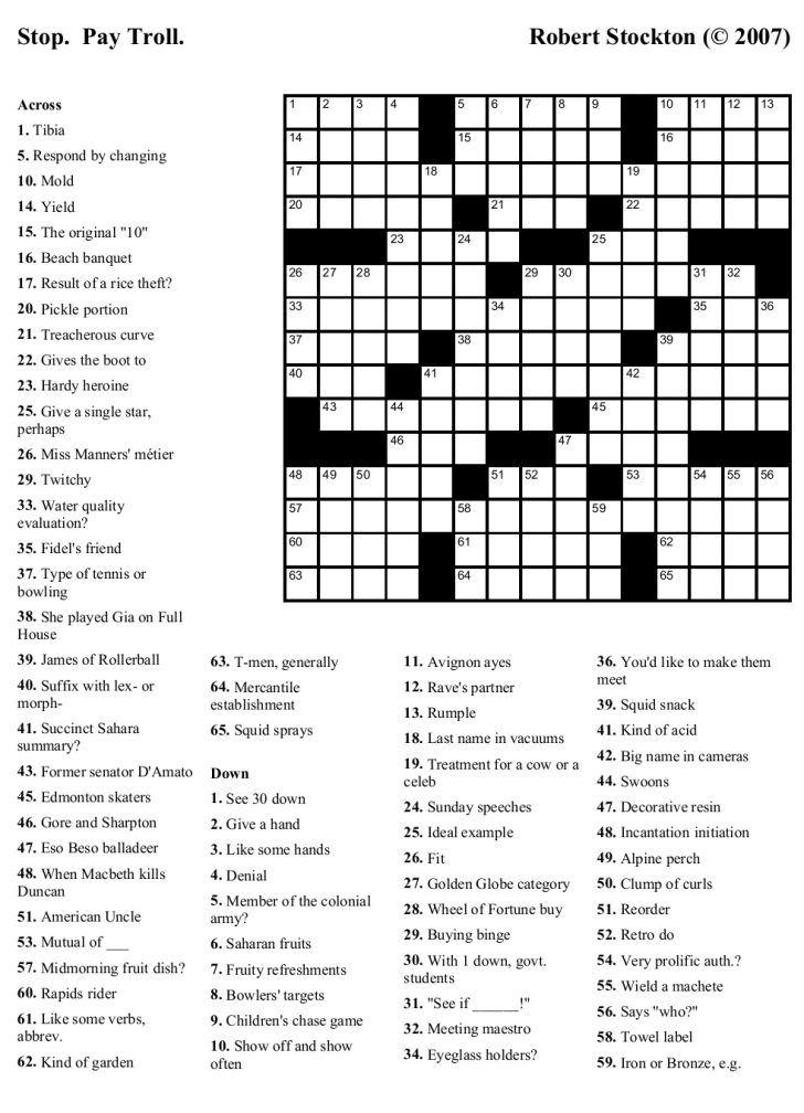 Printable Holiday Crossword Puzzles For Adults