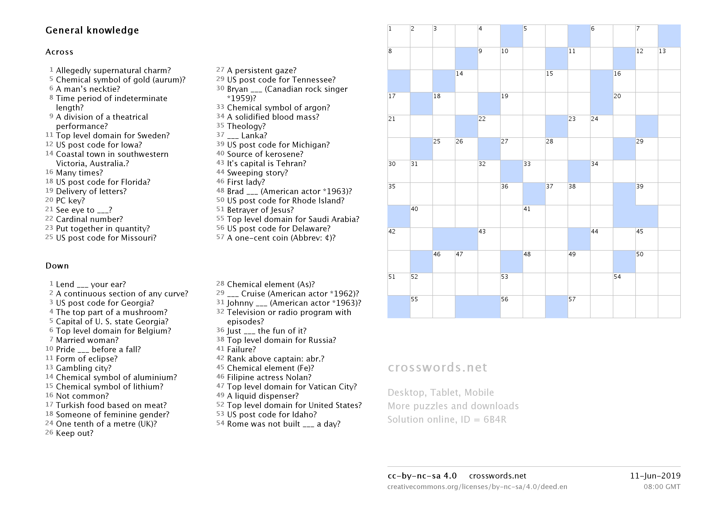 Printable Crosswords  Crosswords - Printable Crosswords.net