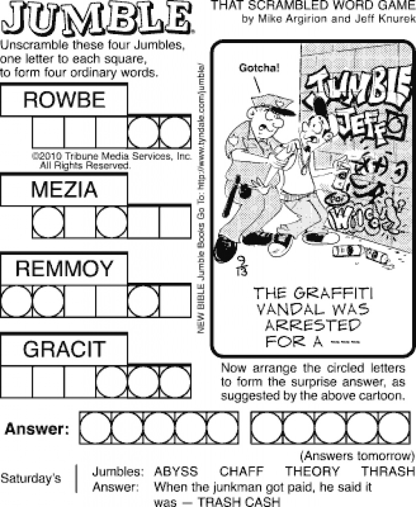 jumble crosswords answers