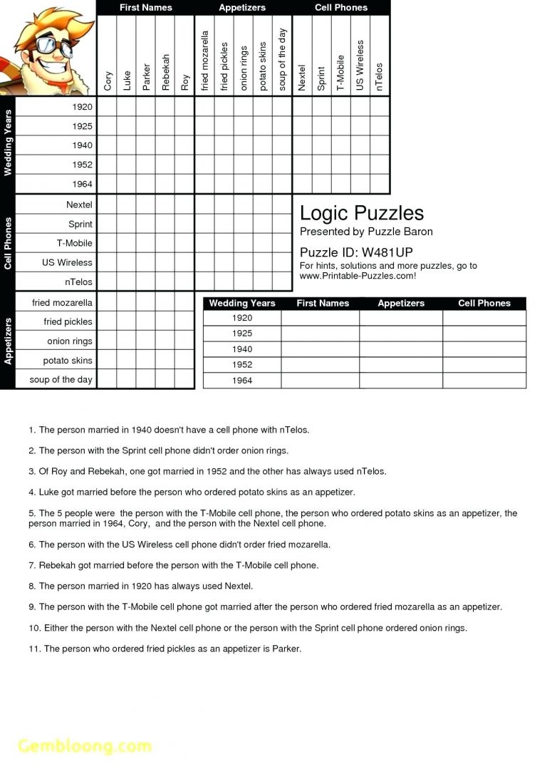 Printable Logic Puzzle Myheartbeats club Printable Puzzle Baron