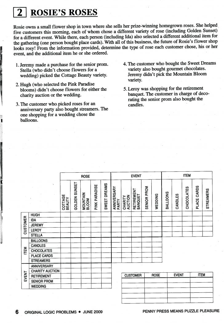 Printable Puzzles Logic