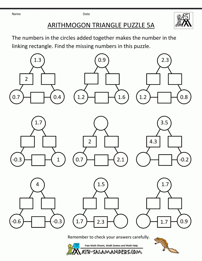 Printable Math Puzzles 5Th Grade | Math | Maths Puzzles, Fifth Grade - Print Math Puzzle