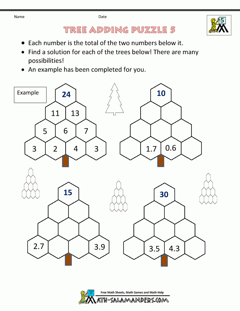 Printable Math Puzzles 5Th Grade - Printable Decimal Puzzles