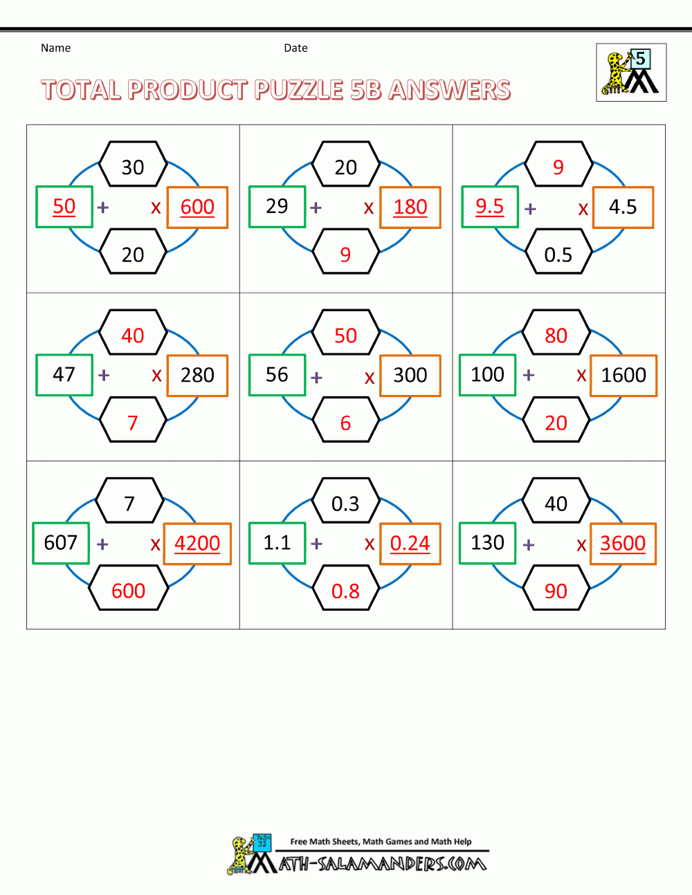 Printable Math Puzzles 5Th Grade - Printable Multiplication Puzzle