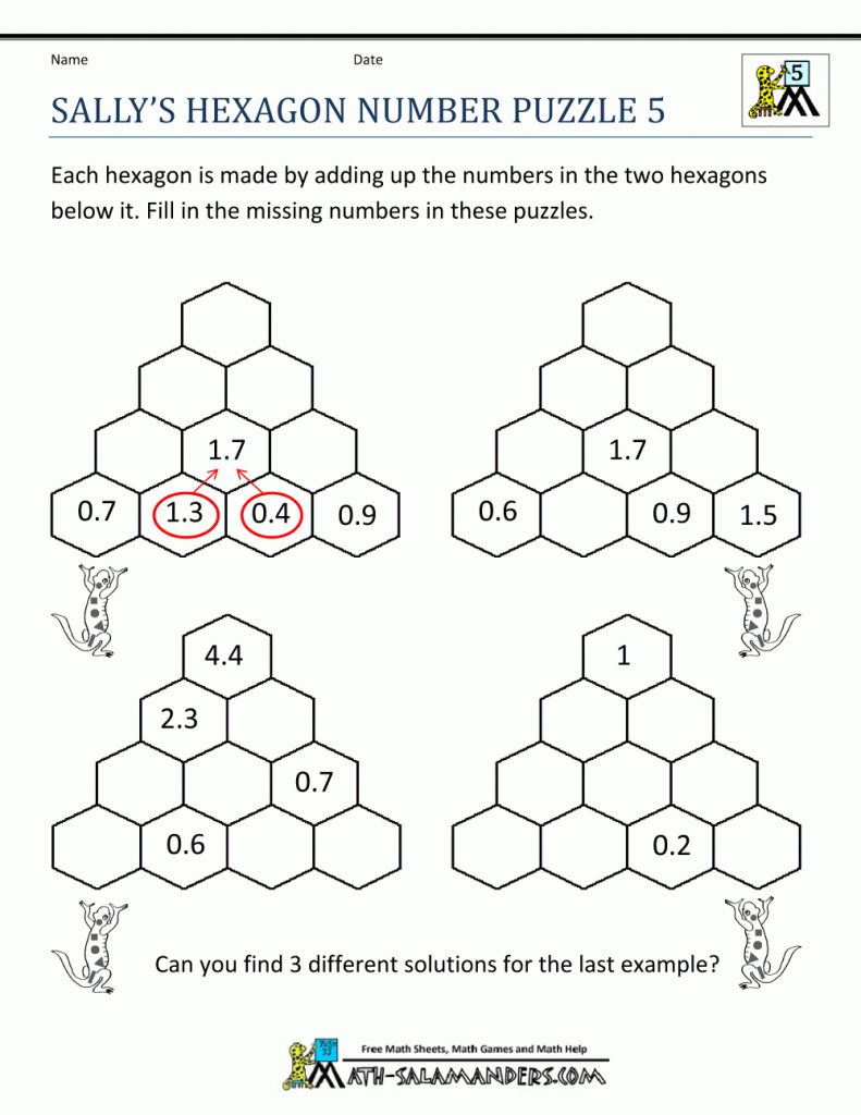 Fifth Grade Math Puzzle Worksheets