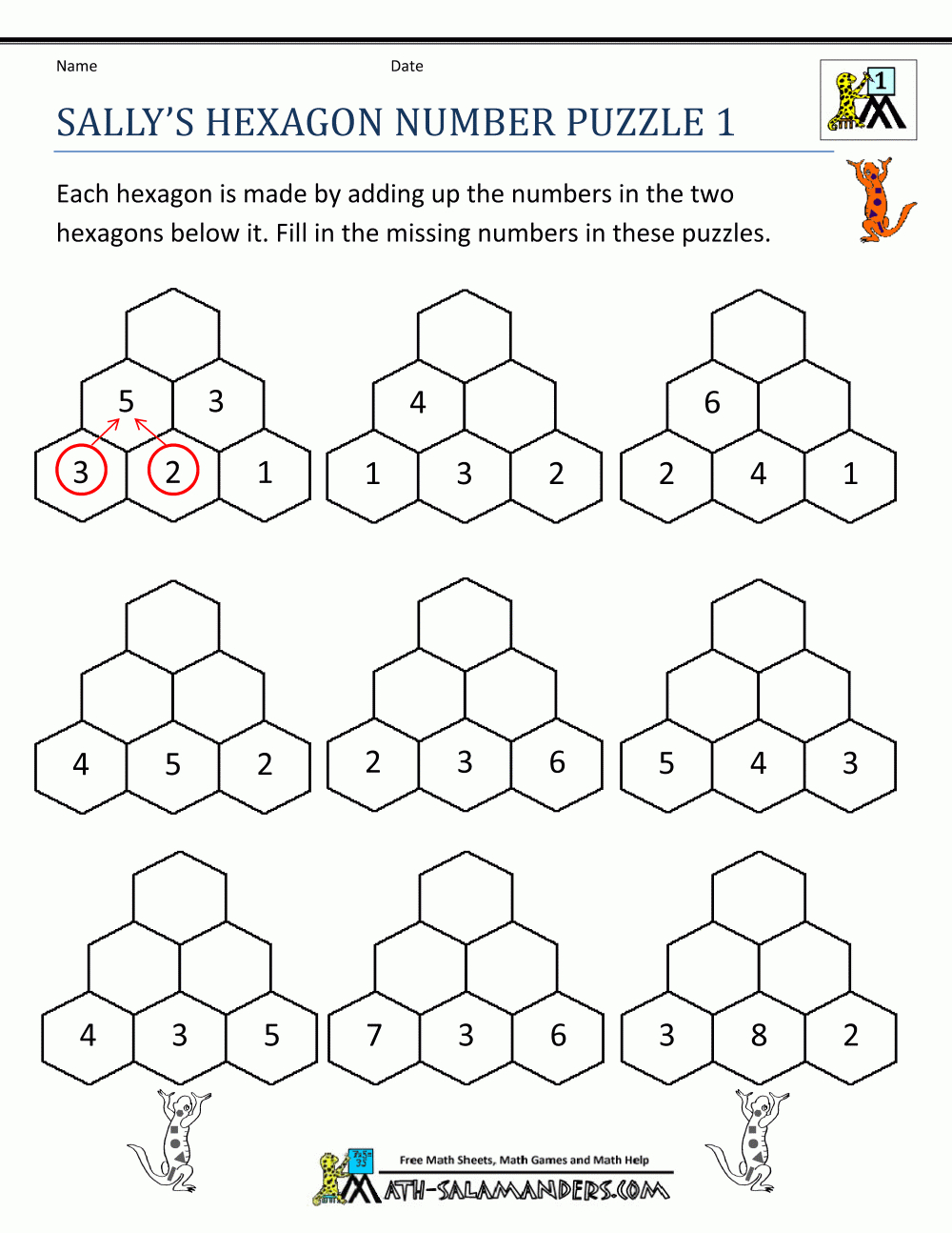 Printable-Math-Puzzles-Sallys-Hexagon-Number-Puzzle-1.gif (1000×1294 - Printable Puzzles Math