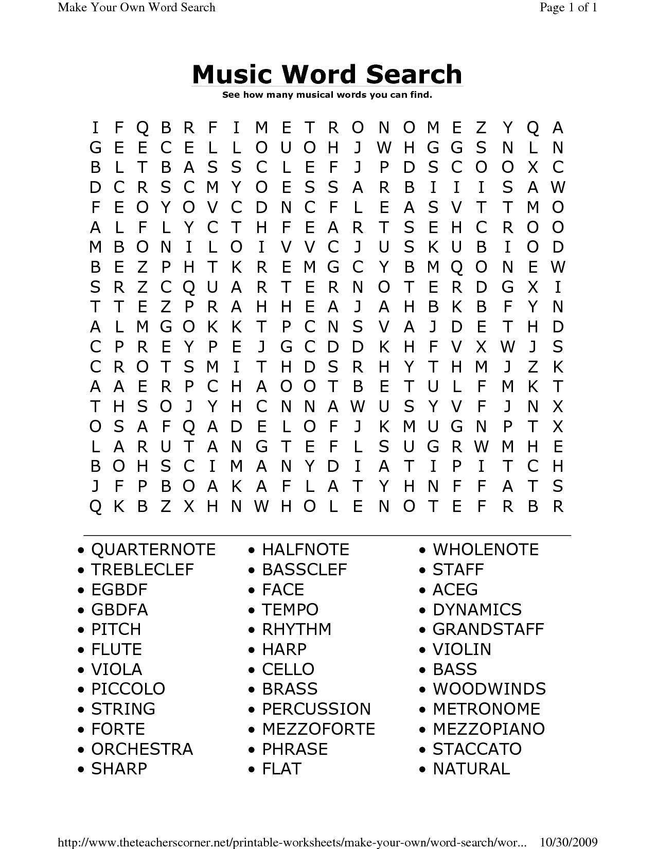 Printable Music Word Search Puzzles | Music Word Search | Word - Printable Music Crossword Puzzles