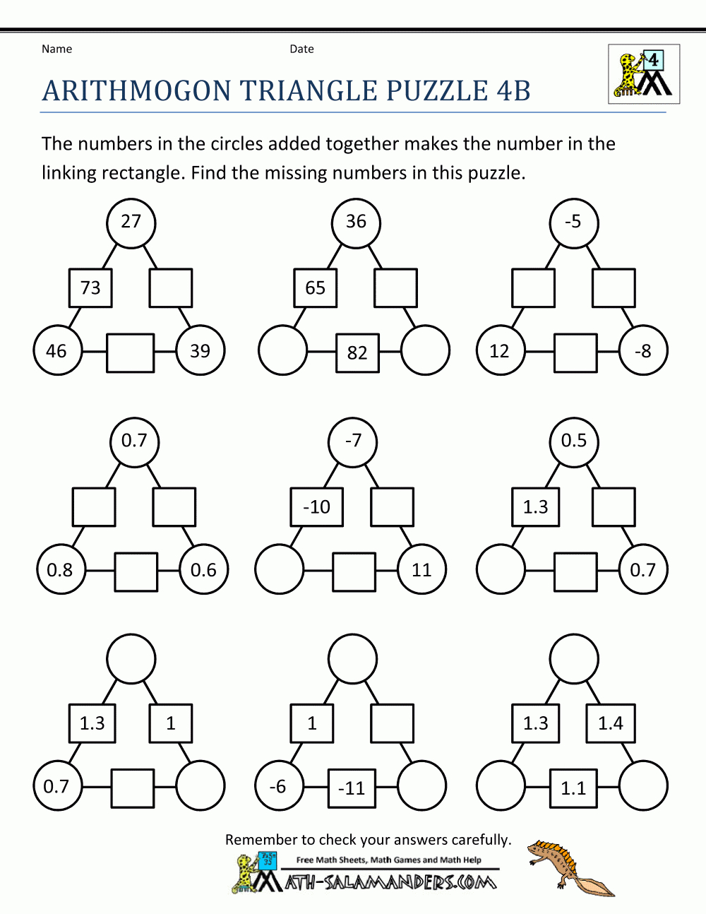 Printable-Number-Puzzles-Arithmogon-Triangle-Puzzle-4B.gif (1000 - Printable Maths Puzzles Year 4