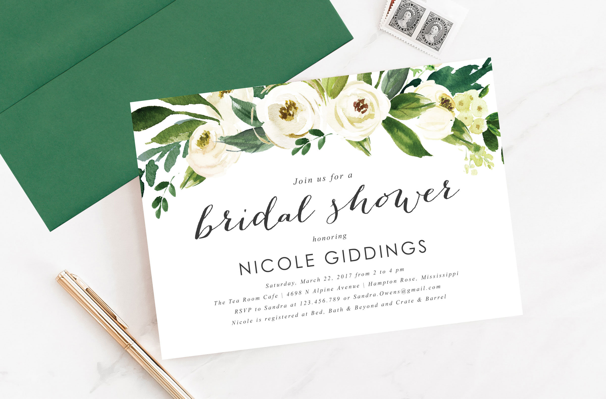 Printable Or Printed Watercolor White And Green Floral Header | Etsy - Printable Dropdown Puzzles