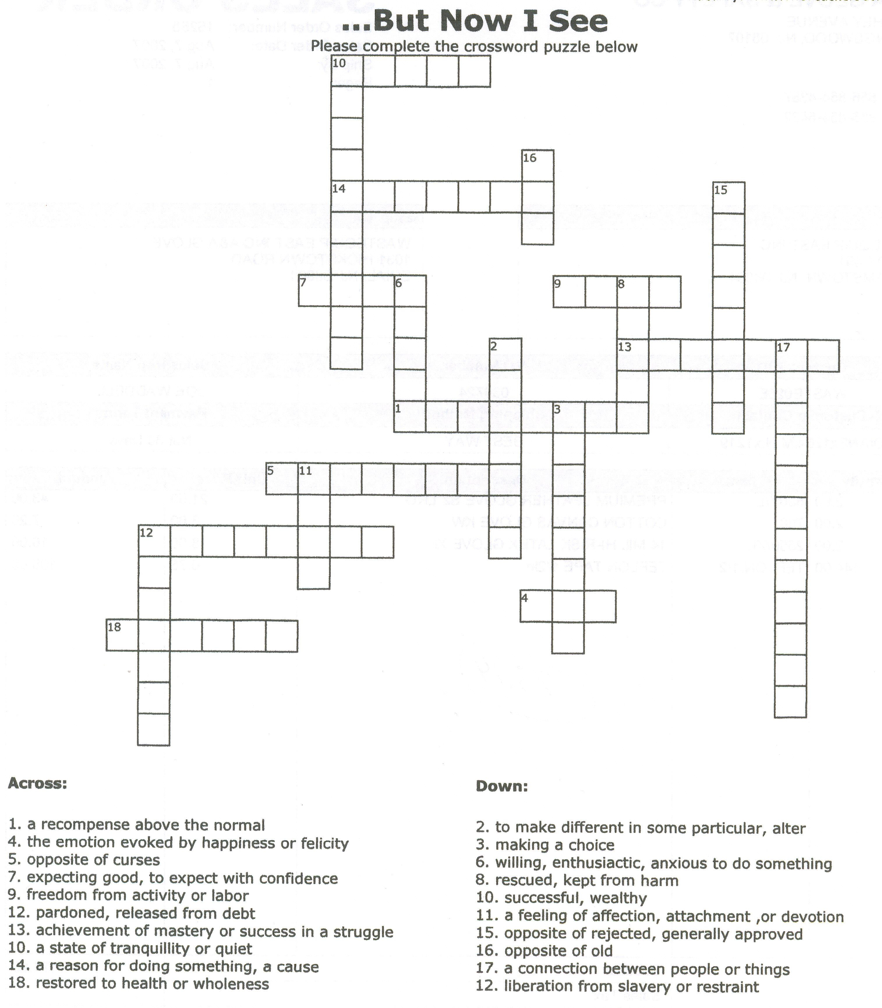 Printable Puzzles For Adults | Free Printable Crossword Puzzle For - Printable Crosswords For 9 Year Olds