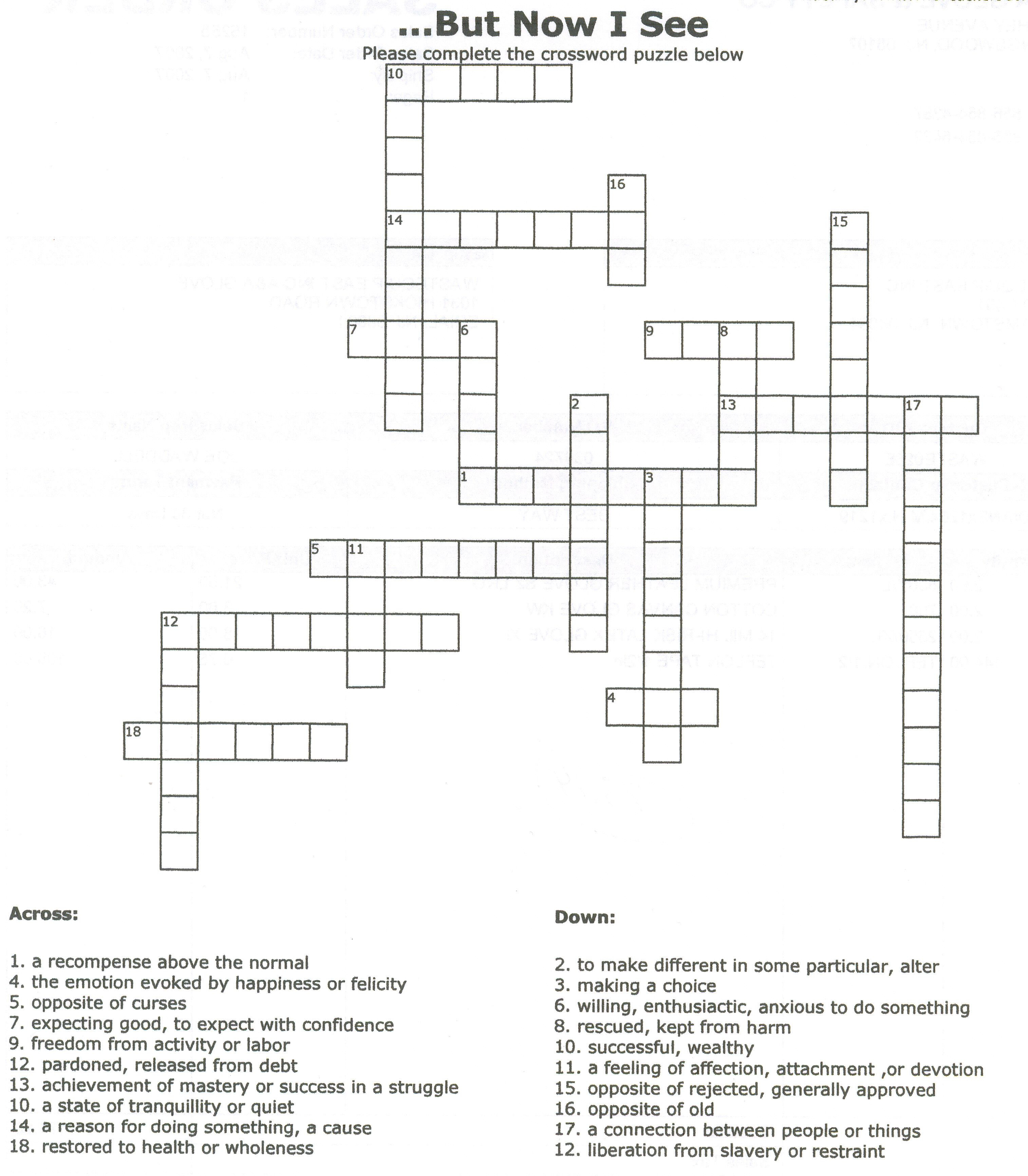 Free Printable Crossword Puzzles Elder Care Dementia Easy Printable 