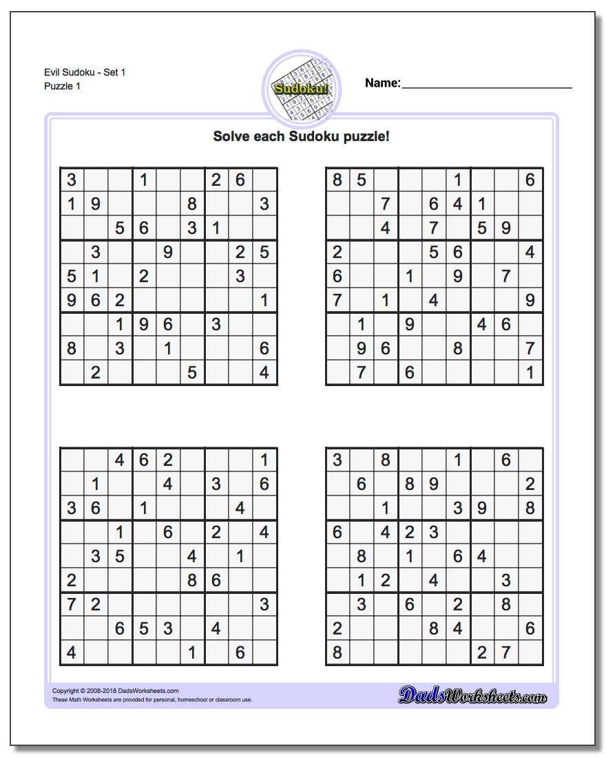 Printable Soduku | Room Surf - Printable Puzzles To Pass Time