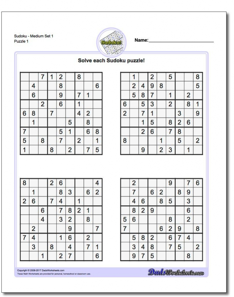 Printable Sudoku Puzzles Easy #1 | Printable Crossword Puzzles