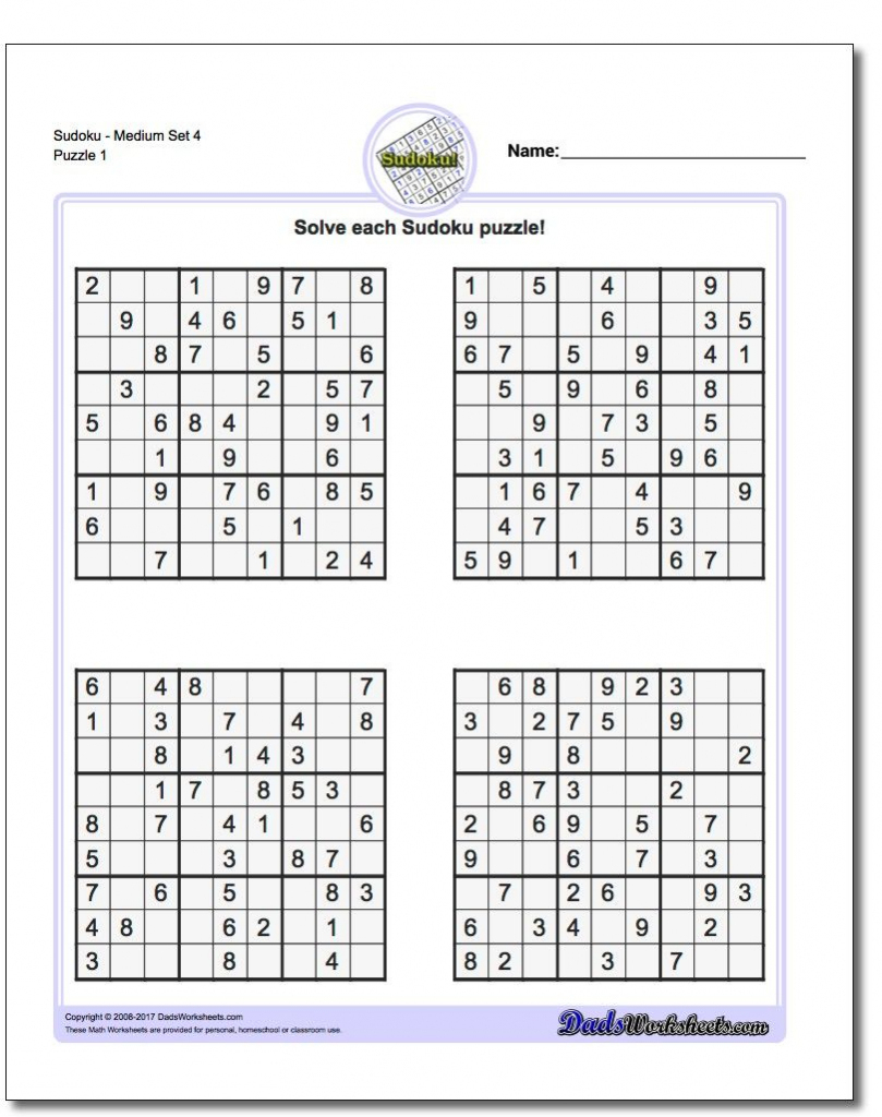 Printable Sudoku Puzzles 4 Per Page Pdf | Printable Sudoku Free - Printable Sudoku Puzzles Easy #4