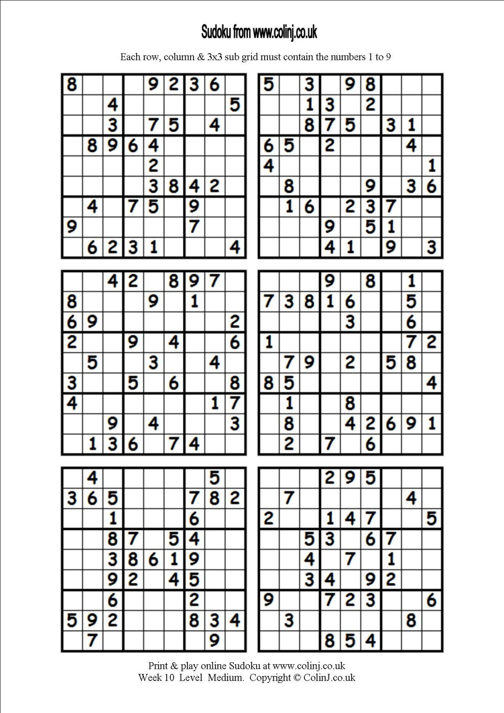 Printable Sudoku Puzzles 6 Per Page | Download Them Or Print - Free - Printable Sudoku Puzzles 1 Per Page