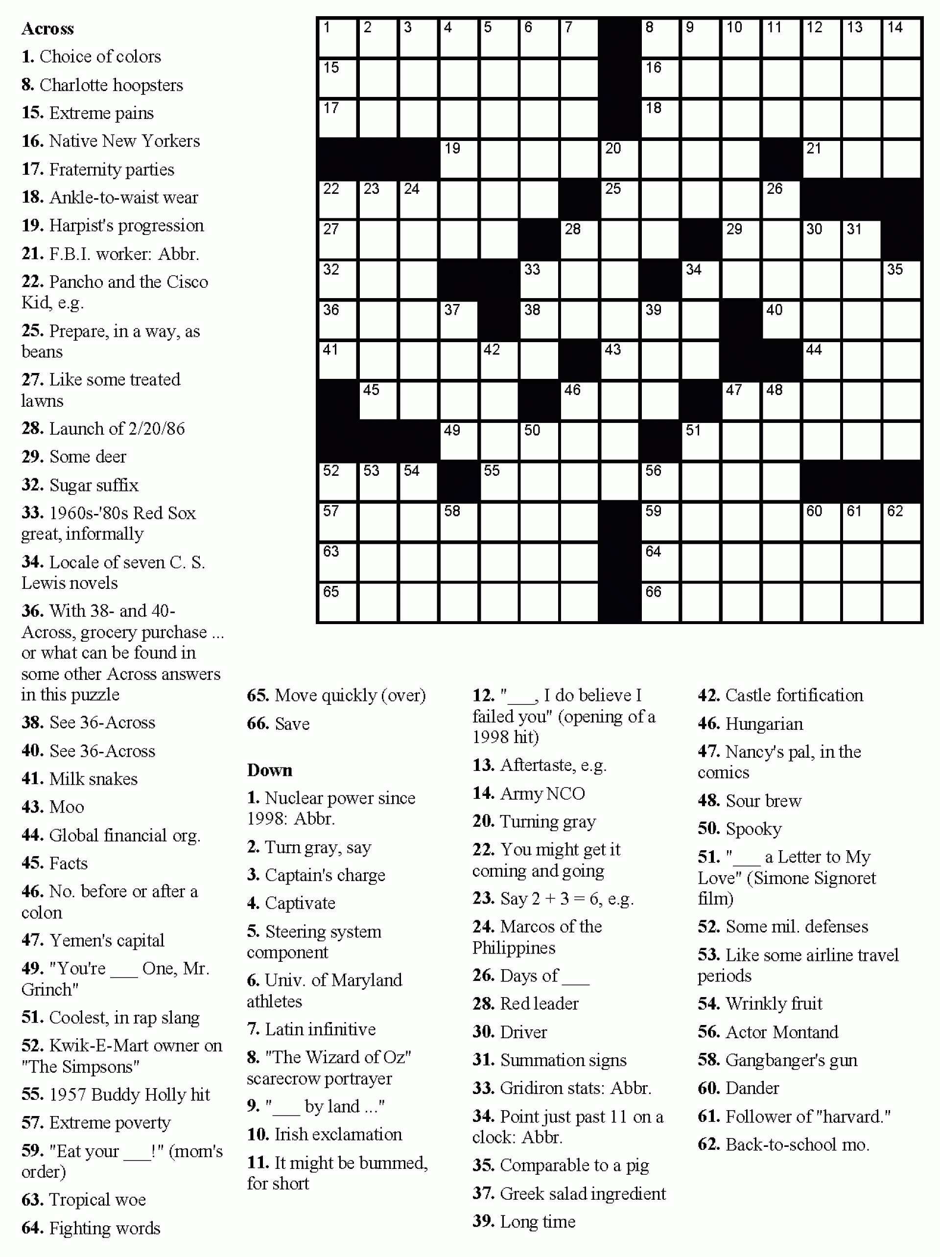 Printable Crossword Themed Printable Crossword Puzzles