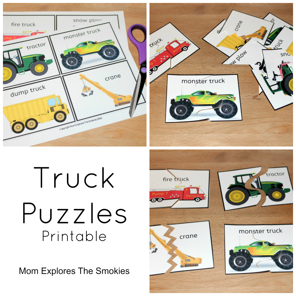 Printable Truck Puzzles | Lilia | Puzzles For Toddlers, Truck Crafts - Printable Transportation Puzzles