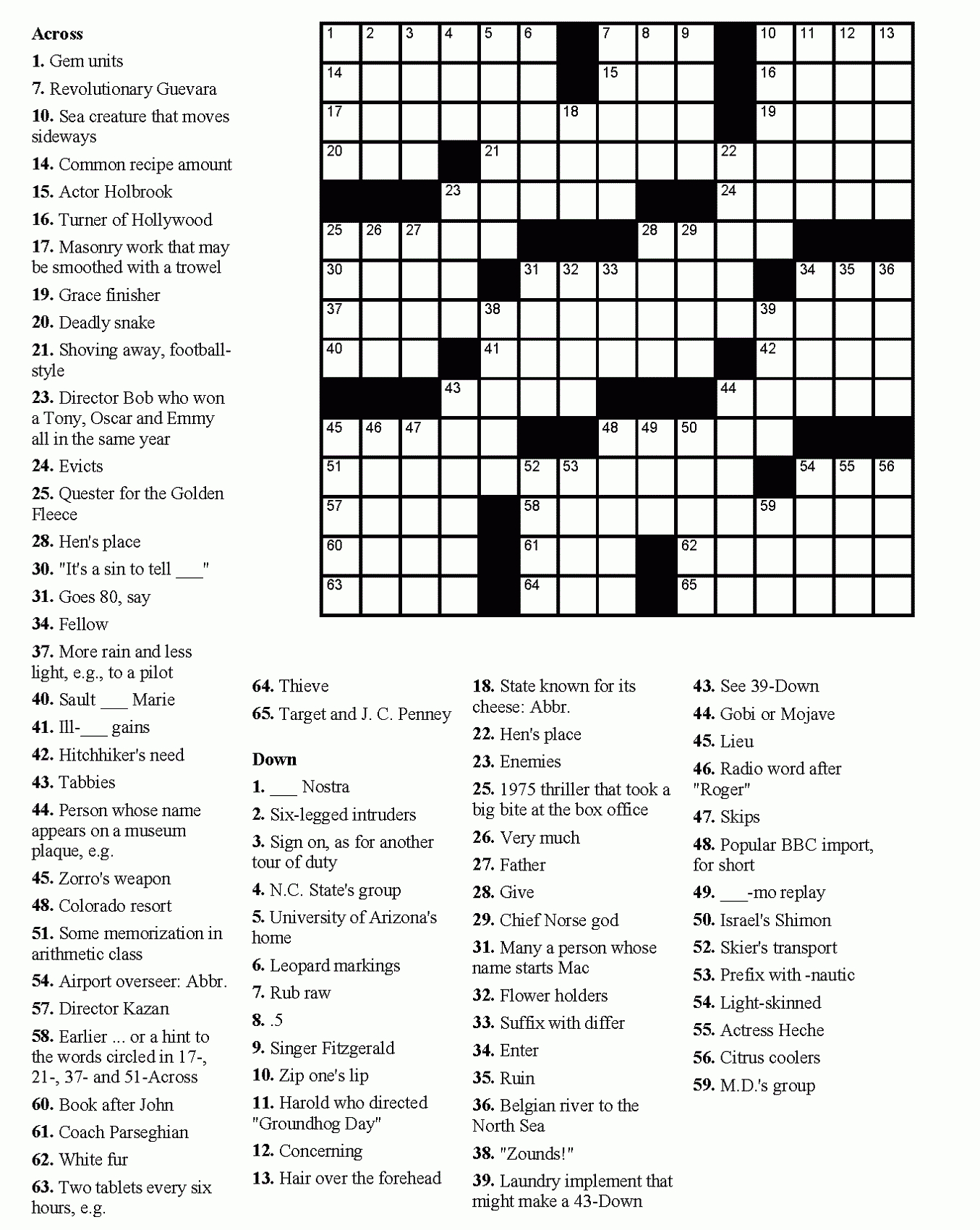 Printable Crossword For Seniors | Printable Crossword Puzzles