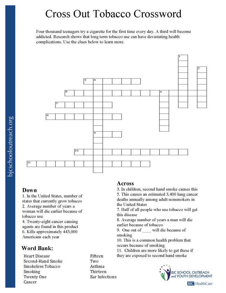 Printable Stress Management Crossword Puzzle