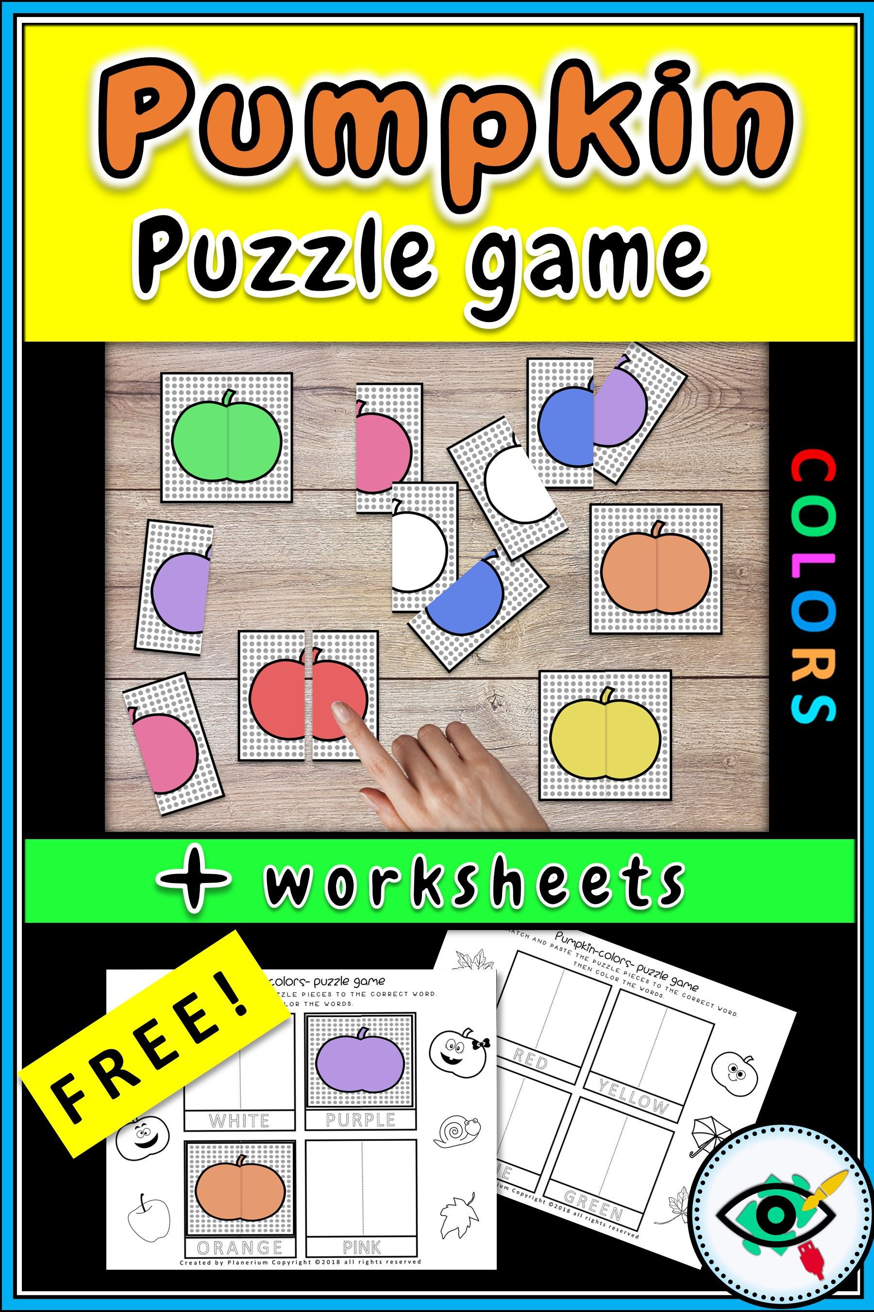 Pumpkin Colors Puzzle Game For K - Grade 1 | Best Of Planerium - K Print Puzzle